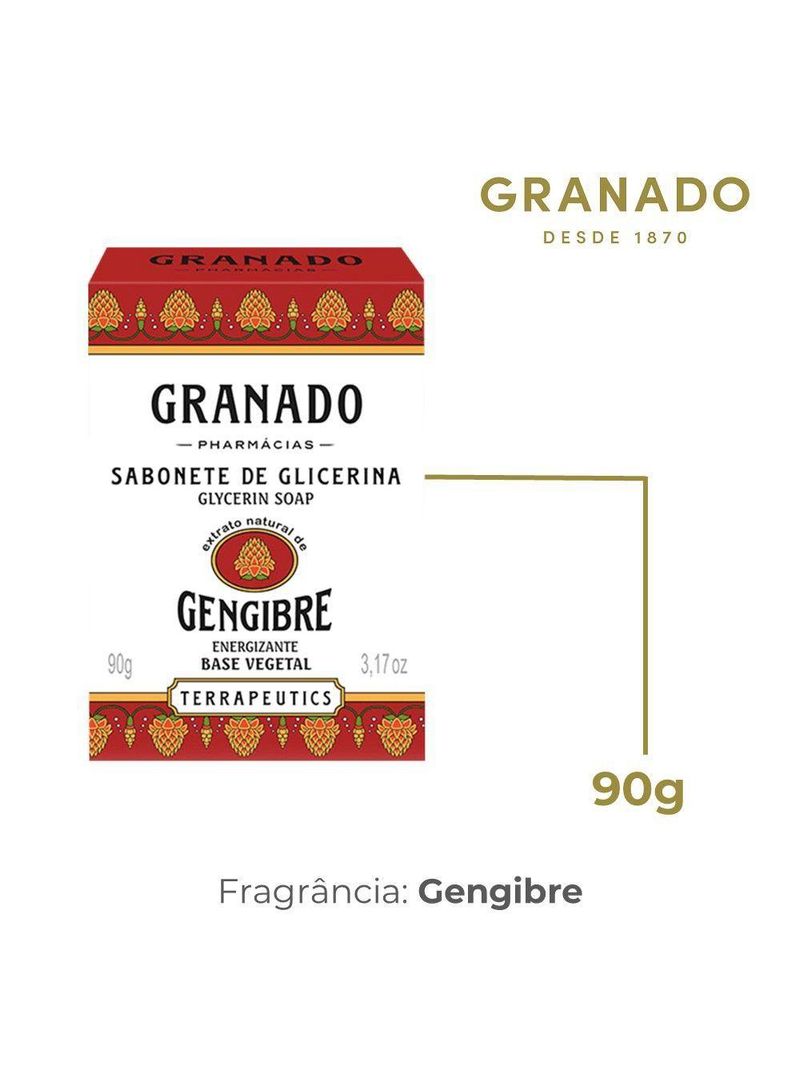 Sabonete Granado Gengibre Em Barra Vegetal Glicerina 90g