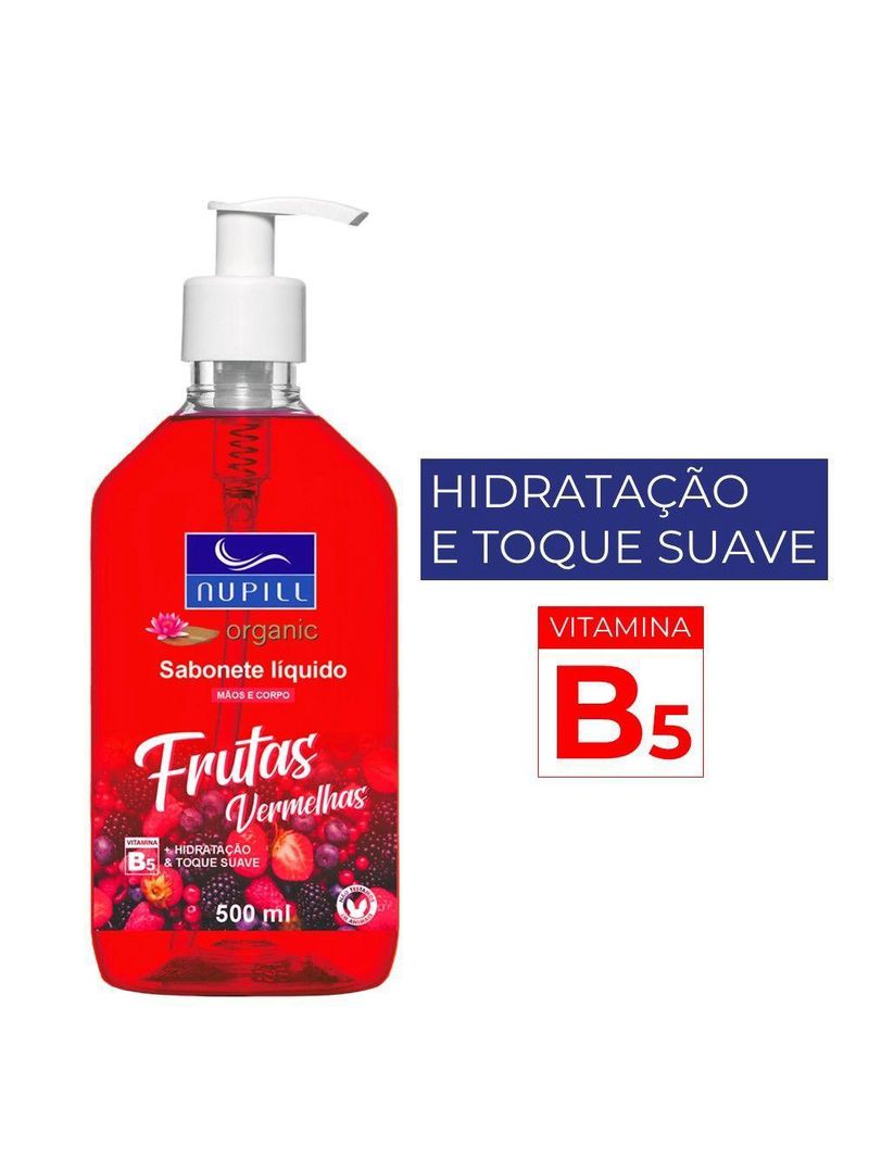Sabonete Líquido Mãos E Corpo Frutas Vermelhas Nupill 500ml