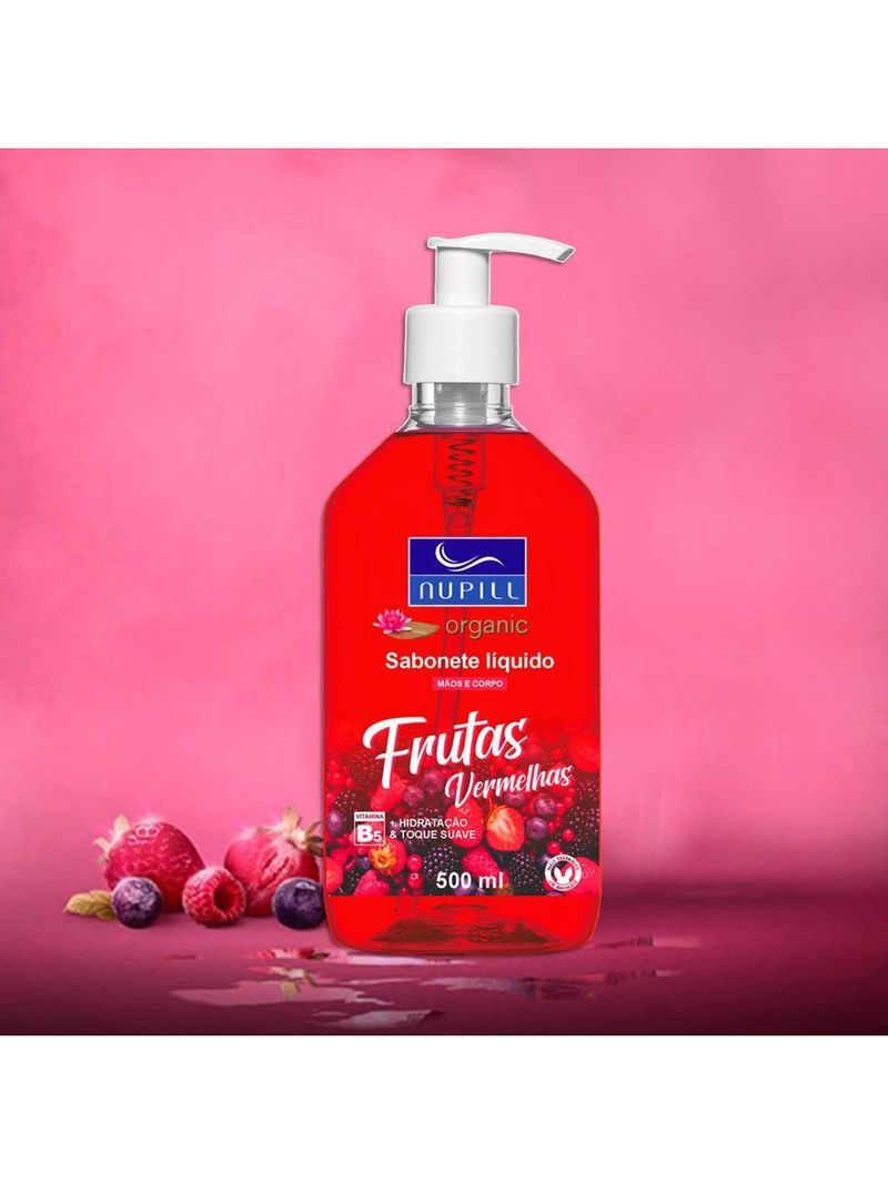 Sabonete Líquido Mãos E Corpo Frutas Vermelhas Nupill 500ml