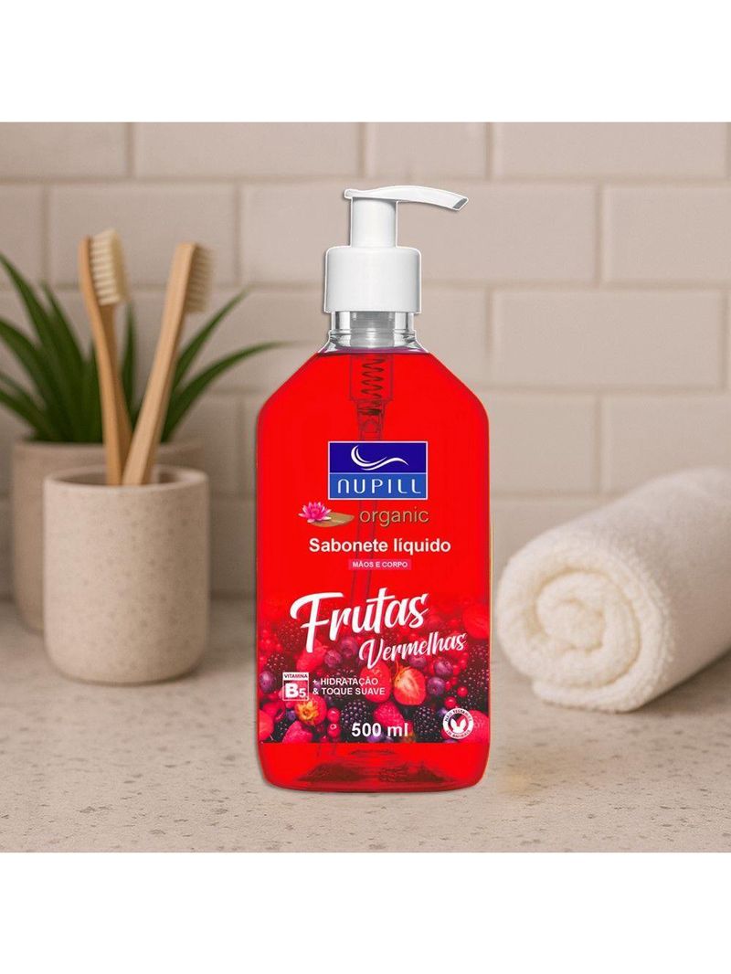 Sabonete Líquido Mãos E Corpo Frutas Vermelhas Nupill 500ml
