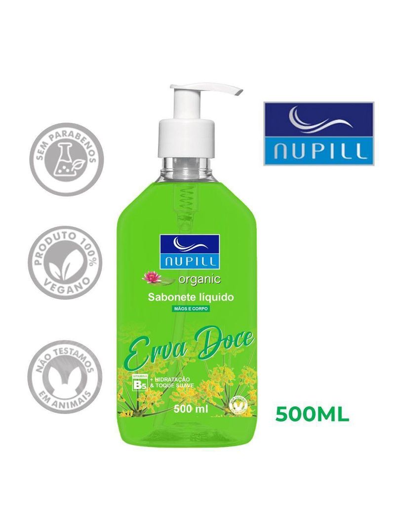Sabonete Líquido Mãos E Corpo Erva Doce Nupill 500ml