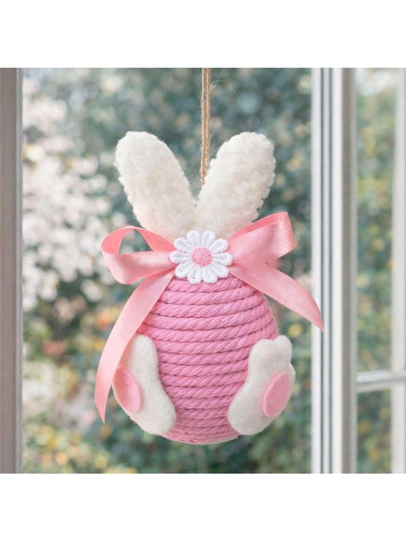 Pendente Ovinhos Coelho Enfeite Decorativo De Páscoa 13x8cm Rosa