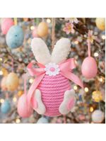 Pendente Ovinhos Coelho Enfeite Decorativo De Páscoa 13x8cm Rosa
