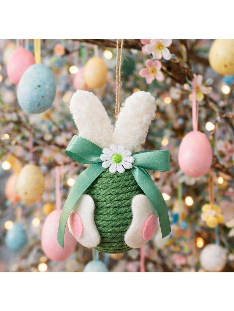 Pendente Ovinhos Coelho Páscoa Enfeite Decorativo De 13x8cm Verde