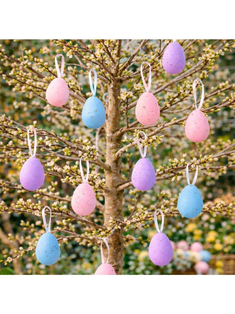 Pendente De Páscoa Ovinhos Colorido Coelho 5x3cm Kit 36pçs