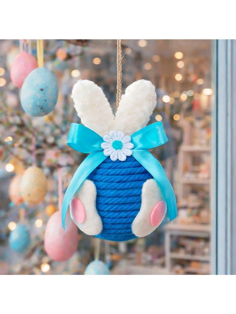 Pendente Ovinhos Coelho Páscoa Enfeite Decorativo De 13x8cm Azul