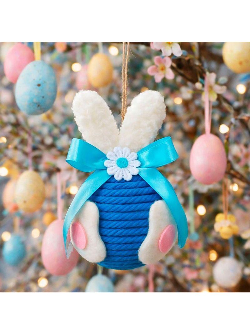 Pendente Ovinhos Coelho Páscoa Enfeite Decorativo De 13x8cm Azul