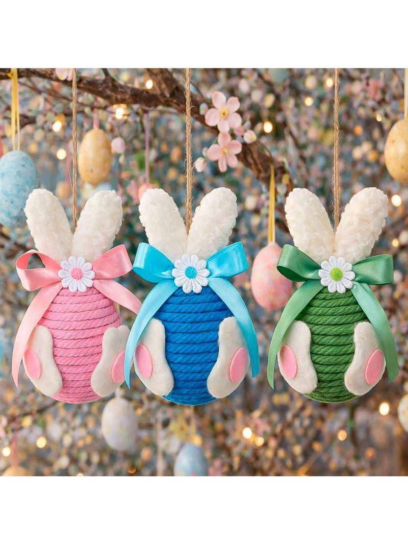 Pendente Ovinhos Coelho Decoração De Páscoa 13x8cm Kit 6pçs