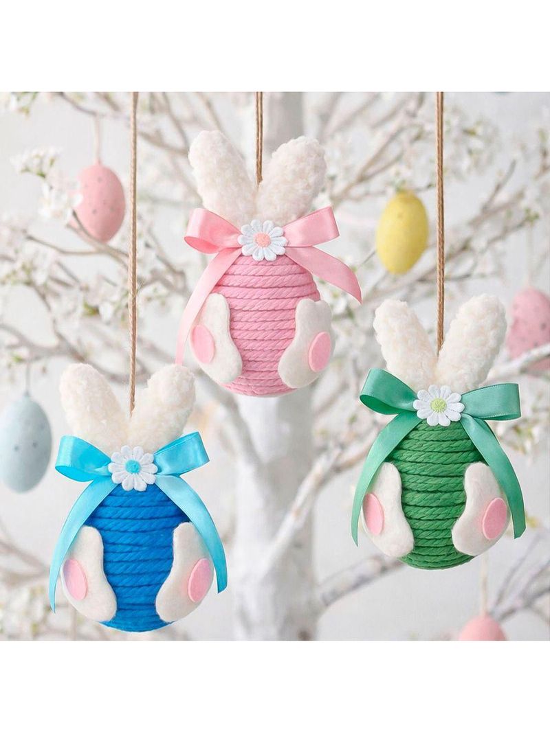 Pendente Ovinhos Coelho Decoração De Páscoa 13x8cm Kit 6pçs