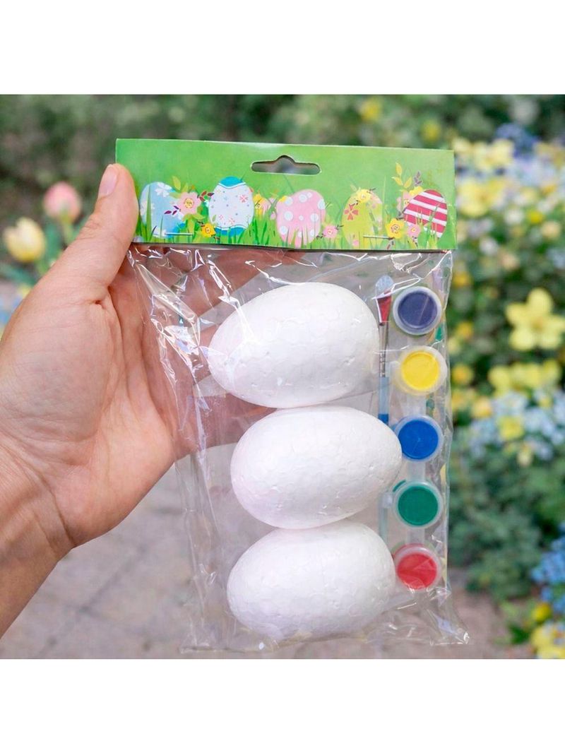 Ovos Coelhos Páscoa Para Colorir Pintar Com Pincel Kit 40pçs