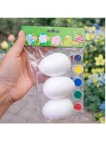 Ovos Coelhos Páscoa Para Pintar Colorir Com Pincel Kit 20pçs