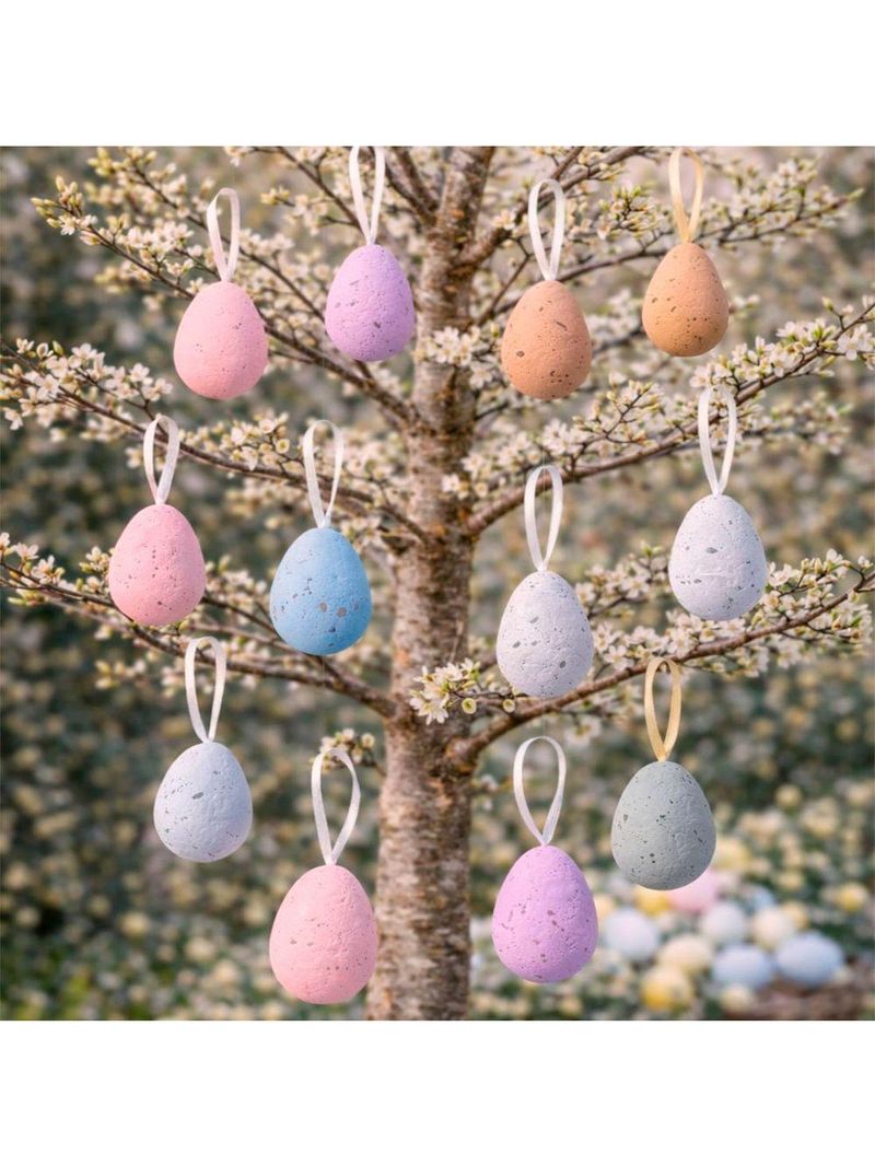 Pendente Decoração De Páscoa Ovinhos Coelho 5x3cm Kit 72pçs