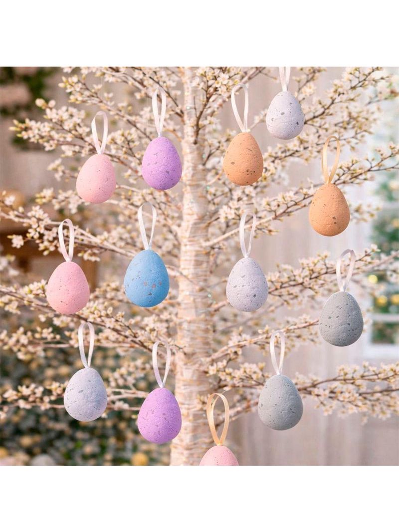 Pendente Decoração De Páscoa Ovinhos Coelho 5x3cm Kit 72pçs