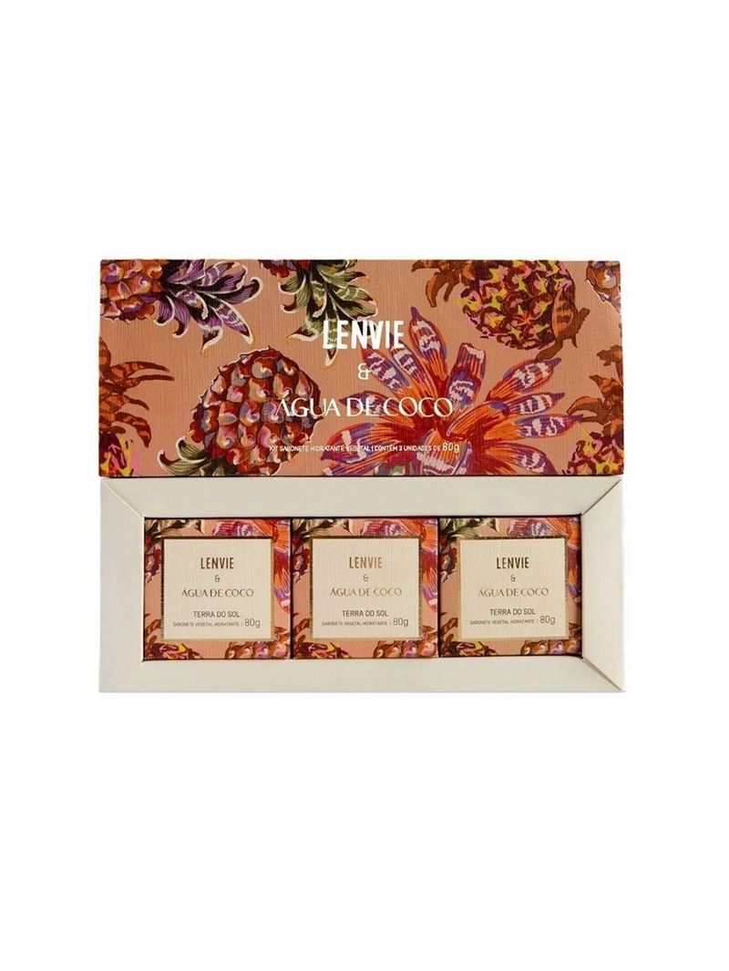 Kit 3 Sabonetes Em Barra 80g Terra Do Sol água De Coco Lenvie