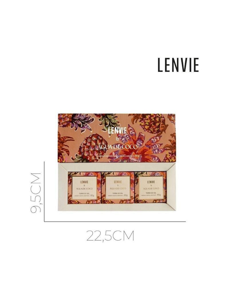 Kit 3 Sabonetes Em Barra 80g Terra Do Sol água De Coco Lenvie