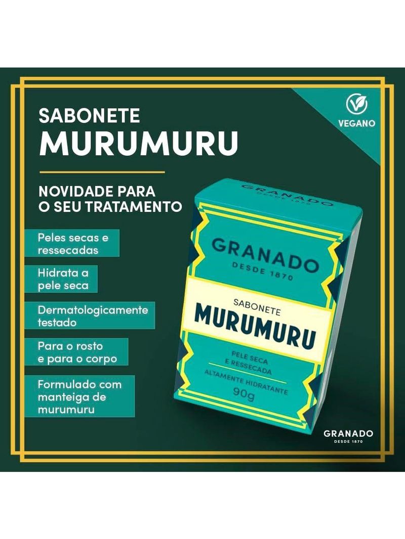 Kit 3 Sabonete Em Barra Murumuru Tratamento Pele Seca Hidratante 90g