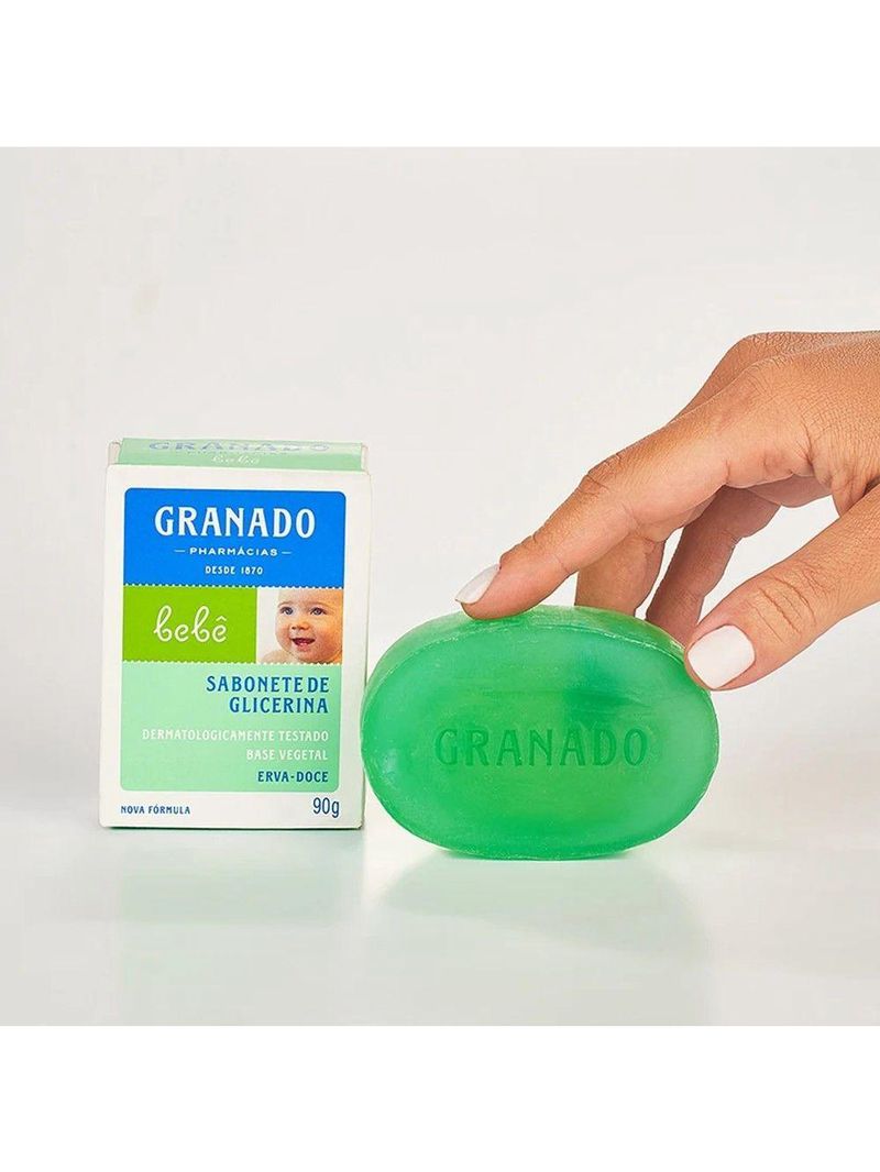 Kit 3 Sabonete Em Barra Para Bebê 90g Glicerina Erva Doce Natural Granado