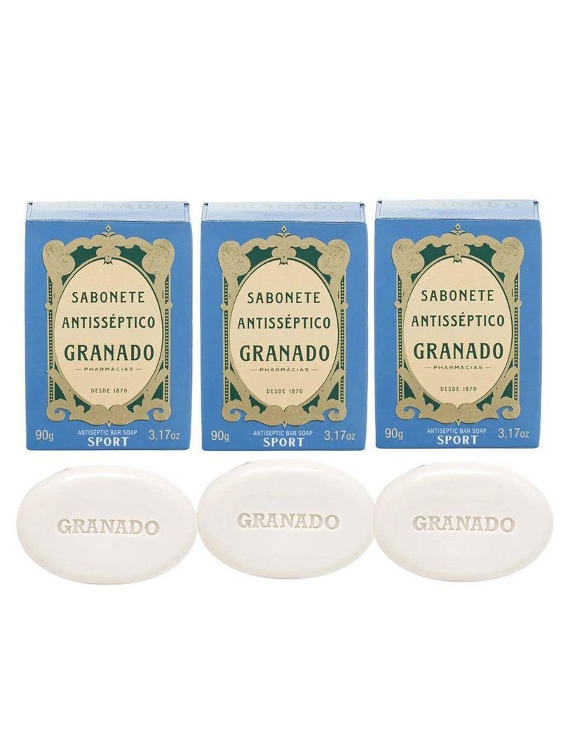 Kit 3 Sabonete Antisséptico Granado Em Barra 90g Sport Vegetal