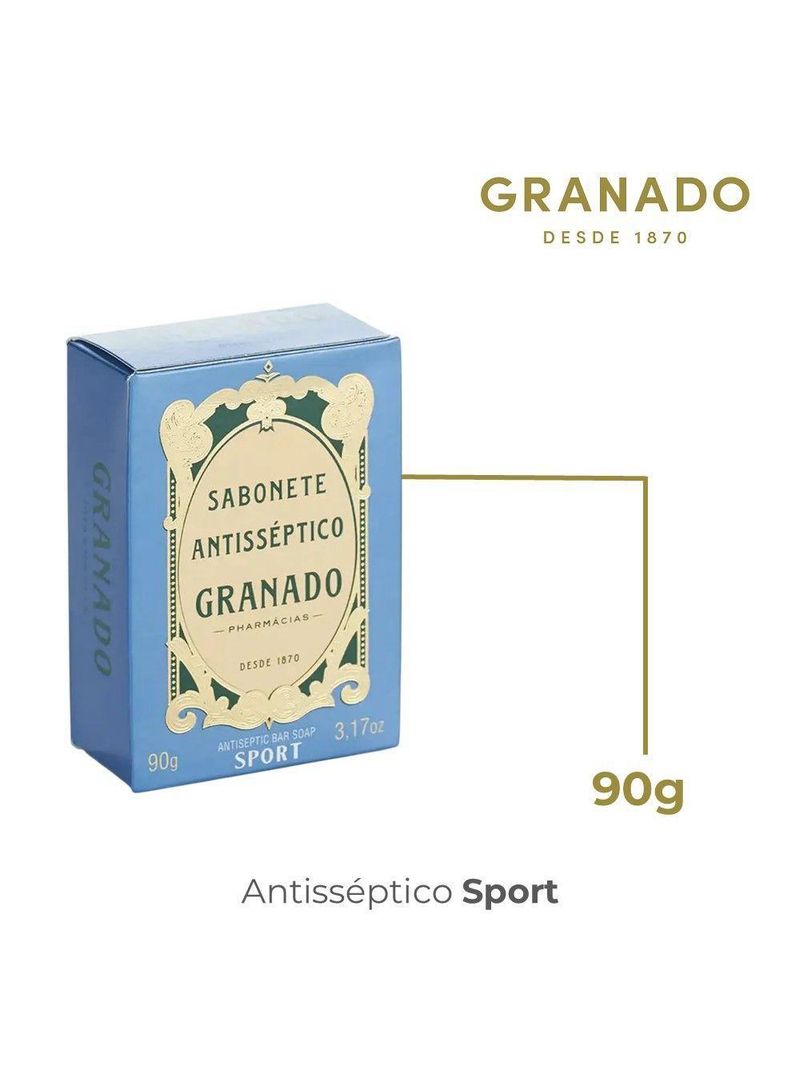 Kit 3 Sabonete Antisséptico Granado Em Barra 90g Sport Vegetal
