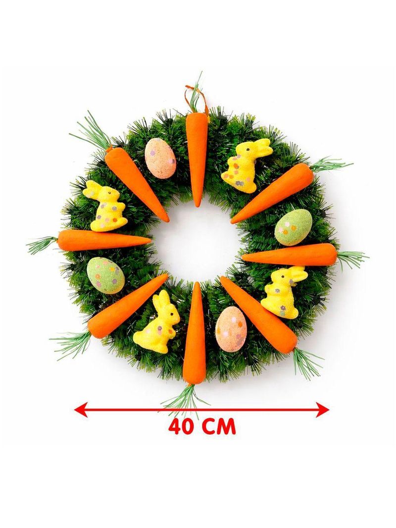Guirlanda Páscoa Decoração Coelho Cenoura Enfeite Porta 40cm