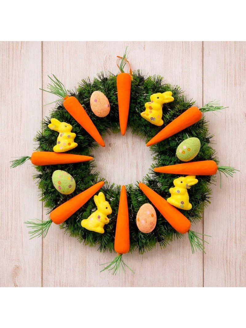 Guirlanda Páscoa Decoração Coelho Cenoura Enfeite Porta 40cm