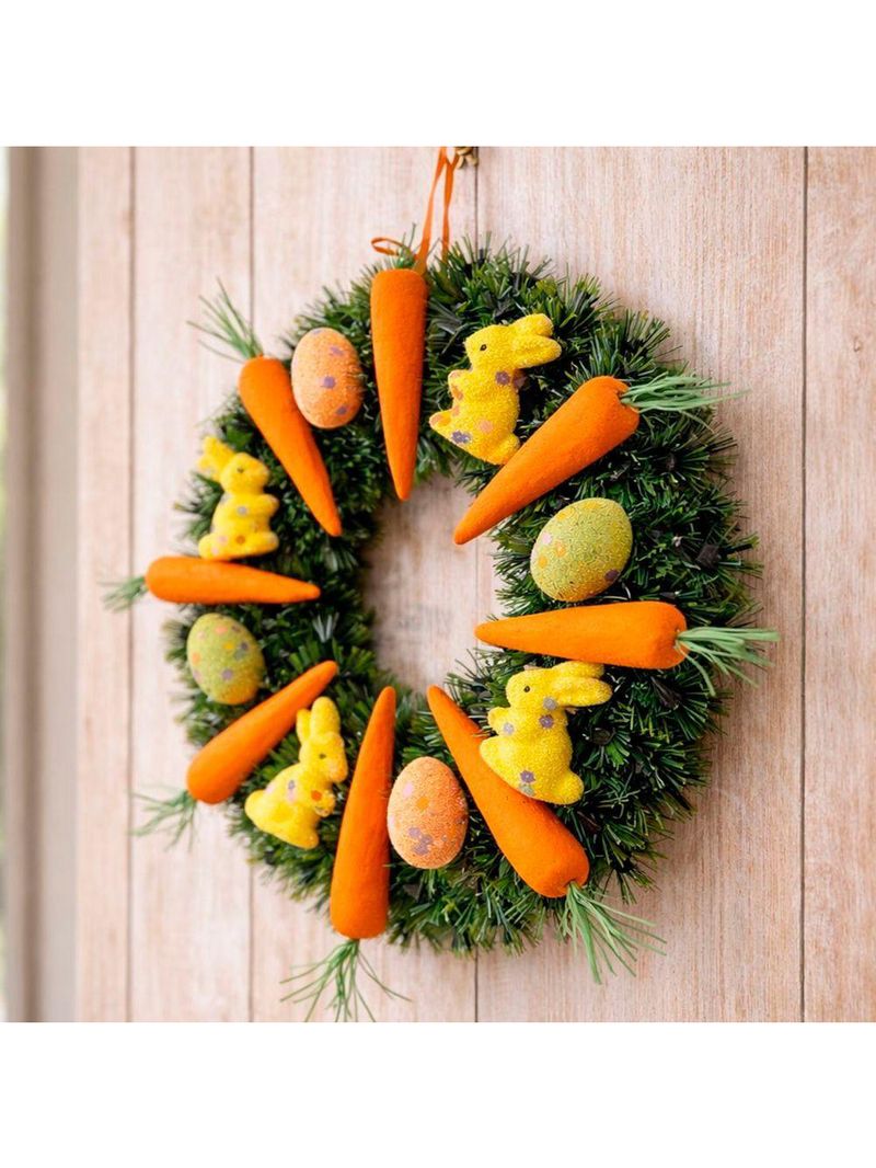 Guirlanda Páscoa Decoração Coelho Cenoura Enfeite Porta 40cm