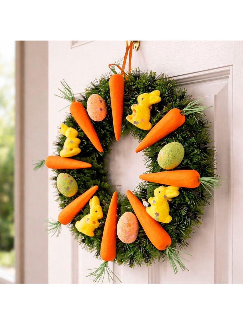 Guirlanda Páscoa Decoração Cenoura Coelho Enfeite Porta 40cm