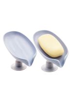 Kit 2 Saboneteira De Pia Com Ventosa E Drenagem Plástico Cinza Lyor