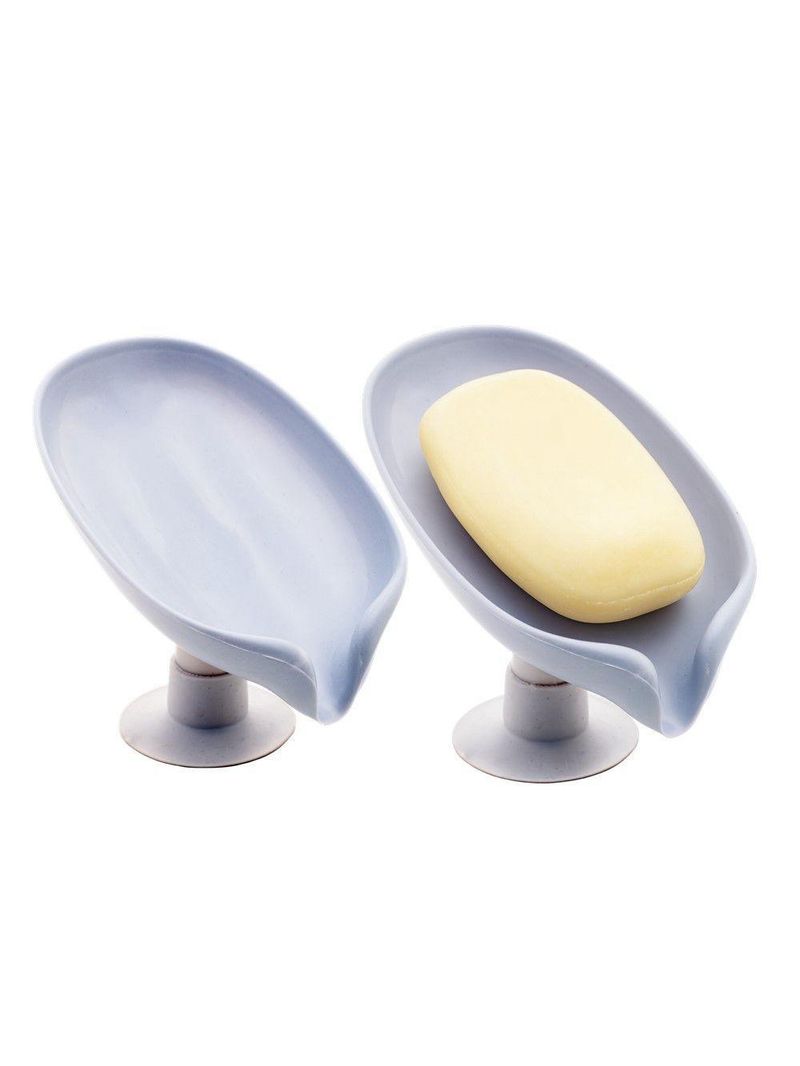 Kit 2 Saboneteira De Pia Com Ventosa E Drenagem Plástico Cinza Lyor