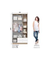 Guarda Roupa Infantil Magia 3 Portas 2 Gavetas Branco Com Jequitibá Hp