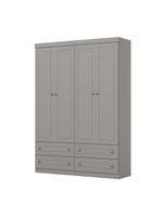 Guarda Roupa Infantil 4 Portas 4 Gavetas Americano Henn Cinza