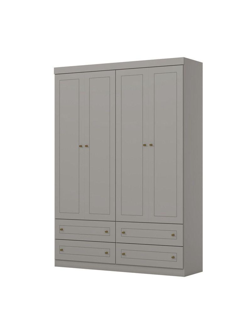 Guarda Roupa Infantil 4 Portas 4 Gavetas Americano Henn Cinza