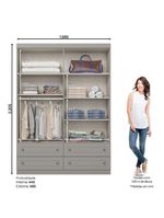 Guarda Roupa Infantil 4 Portas 4 Gavetas Americano Henn Cinza