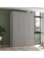 Guarda Roupa Infantil 4 Portas 4 Gavetas Americano Henn Cinza