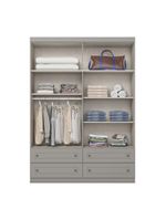 Guarda Roupa Infantil 4 Portas 4 Gavetas Americano Henn Cinza
