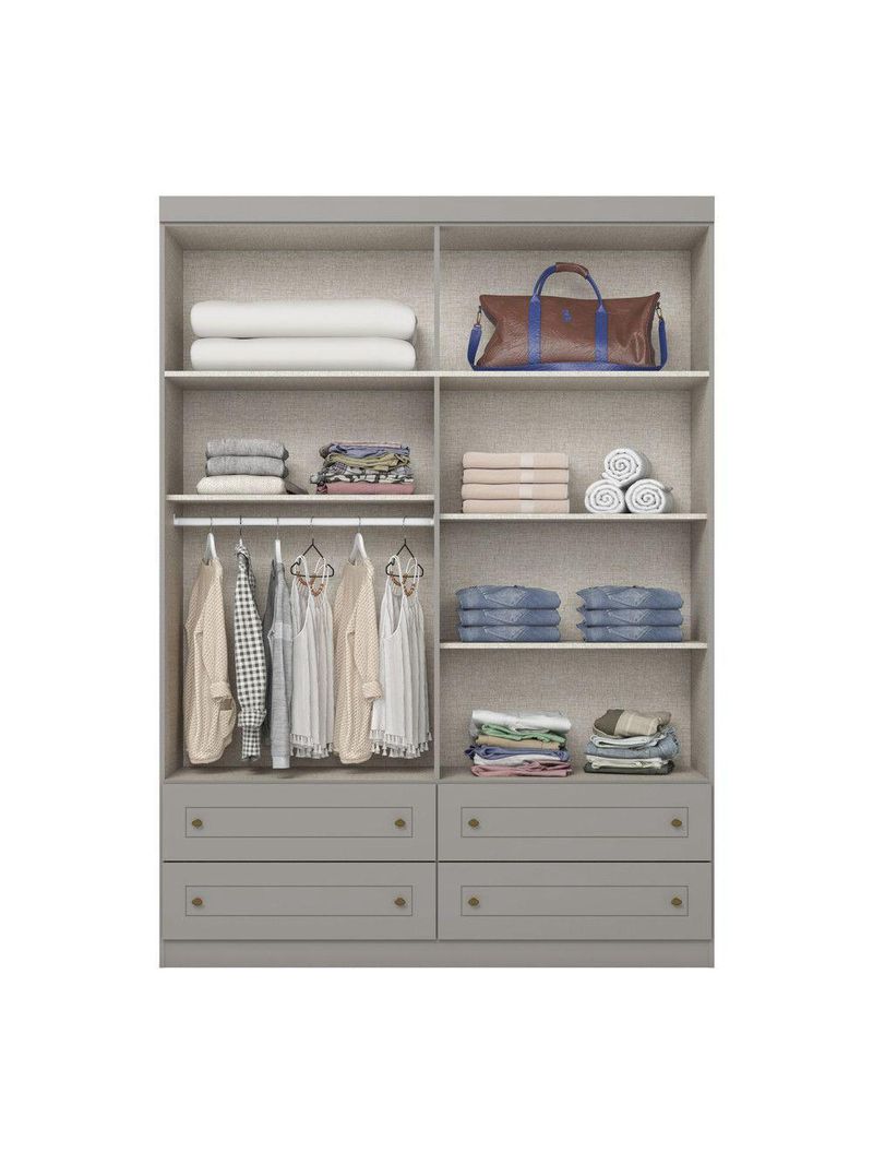 Guarda Roupa Infantil 4 Portas 4 Gavetas Americano Henn Cinza