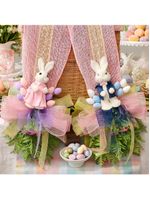 Escapulário Decoração Pascoa Para Porta Casal Coelho Laço 2m