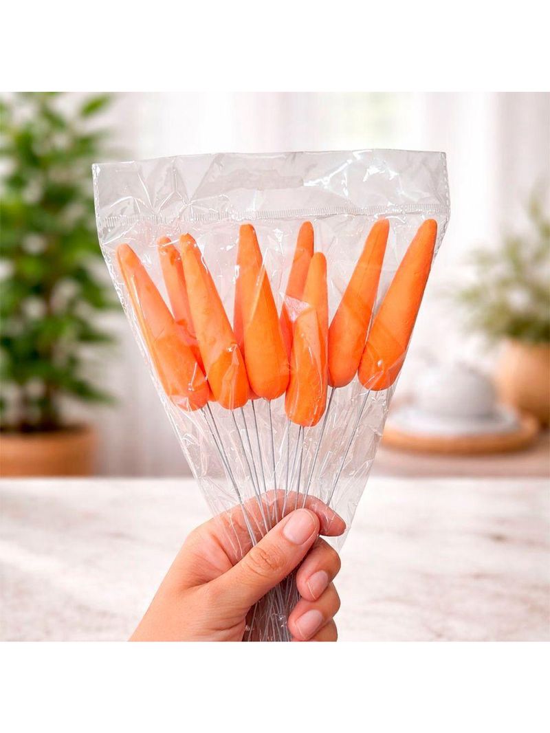 Enfeite Cenourinhas Cenouras Palito Páscoa De 24cm Kit 54pçs