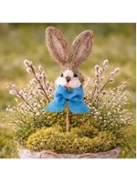 Enfeite Palito Pick Cabeça Coelho Laço Decoração Páscoa 50cm Azul