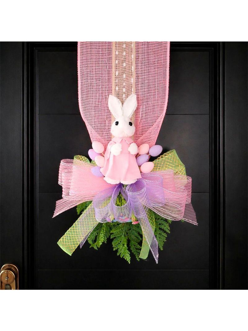 Escapulário Casal Coelho Laço Decoração Pascoa Para Porta 2m