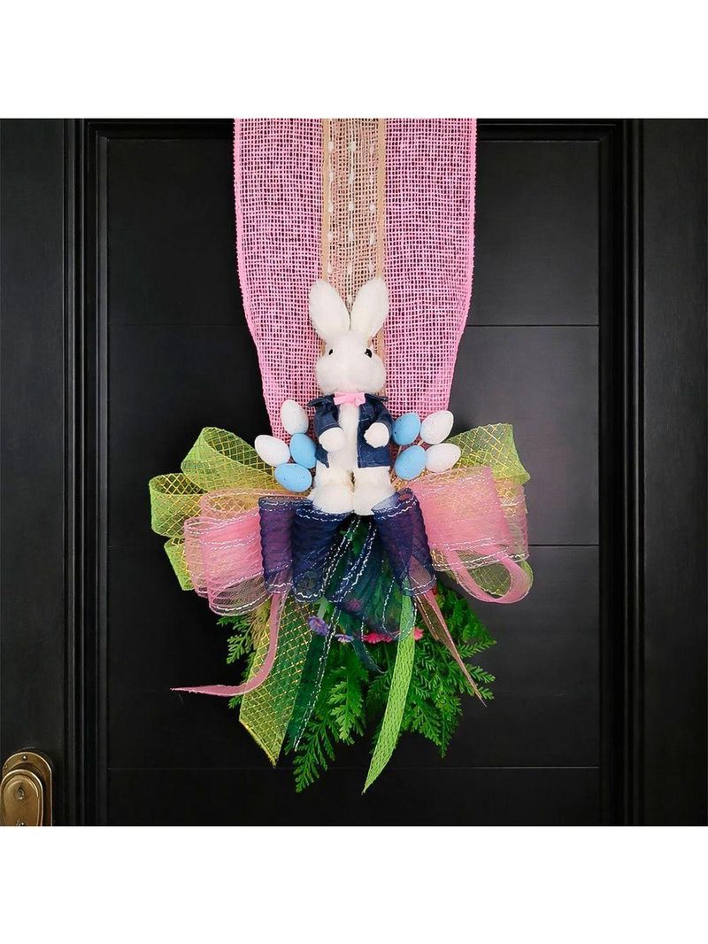 Escapulário Casal Coelho Laço Decoração Pascoa Para Porta 2m