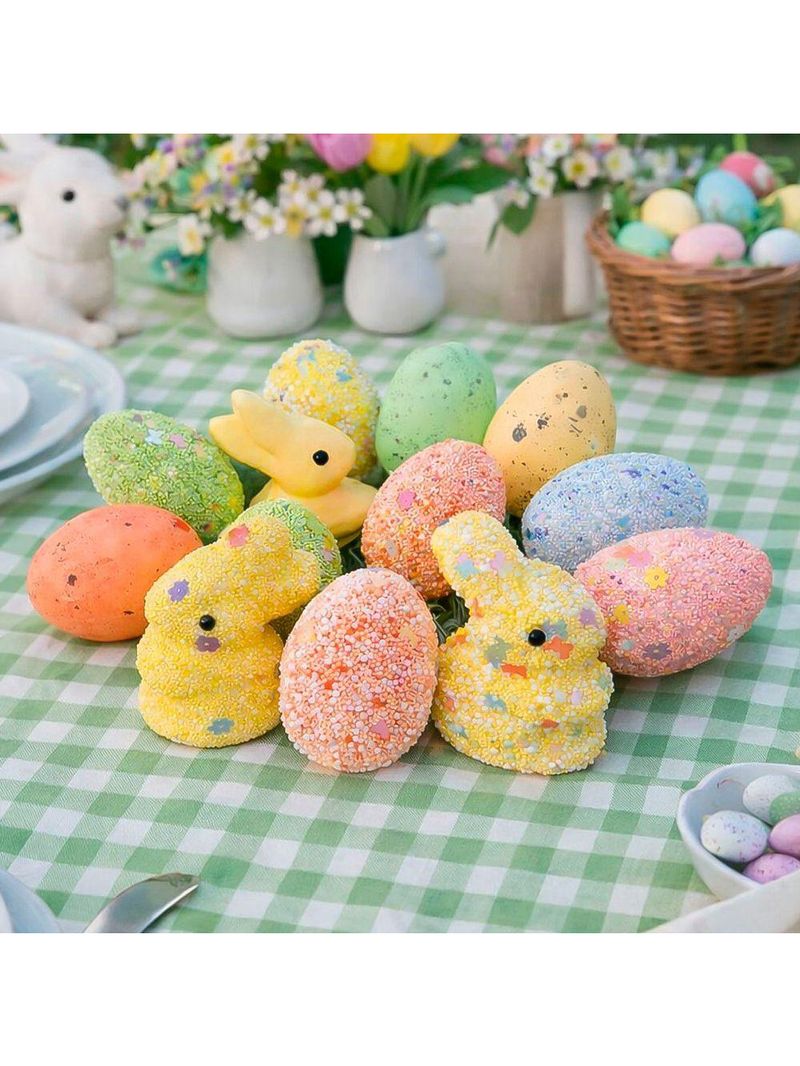 Enfeite Decorativo Páscoa Coelho Coelhinhos Ovos Kit 36pçs