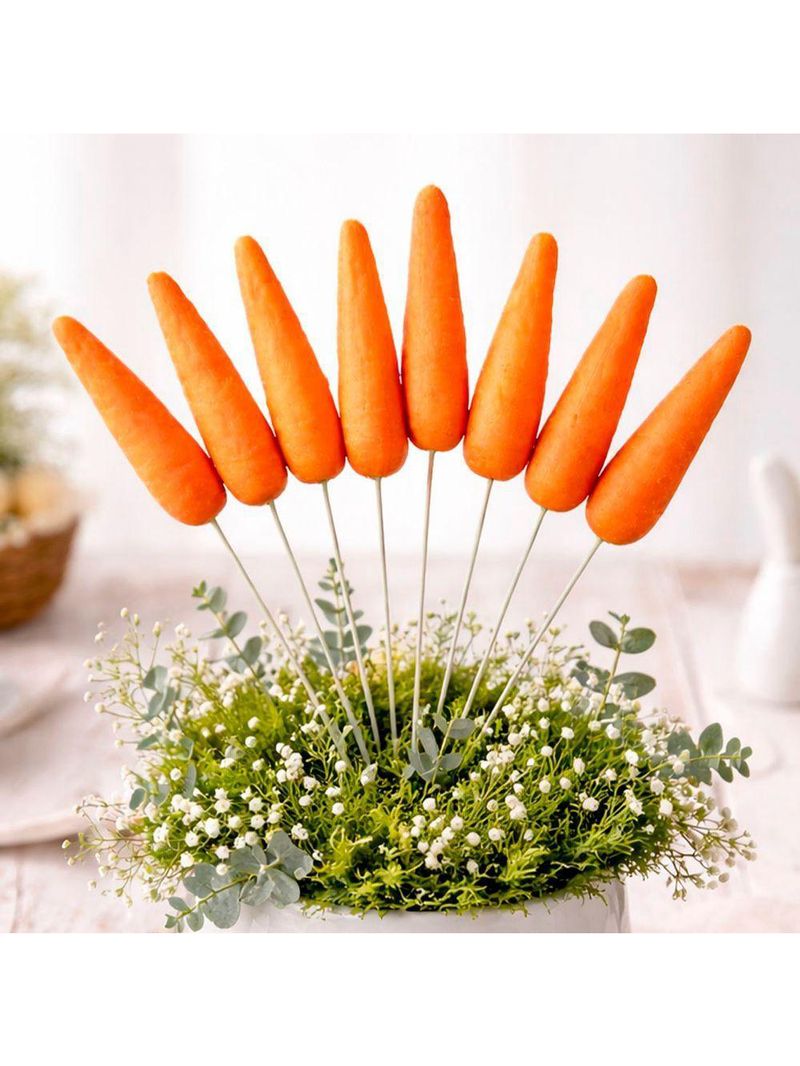 Enfeite Cenouras Cenourinhas Palito Páscoa De 24cm Kit 54pçs