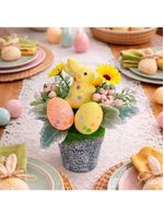 Enfeite Arranjo Páscoa Centro Mesa Aparador Coelho Kit 3pçs
