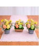 Enfeite Arranjo Páscoa Centro Mesa Aparador Coelho Kit 3pçs