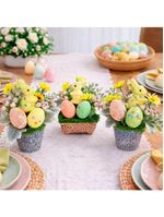 Enfeite Arranjo Páscoa Centro Mesa Aparador Coelho Kit 3pçs