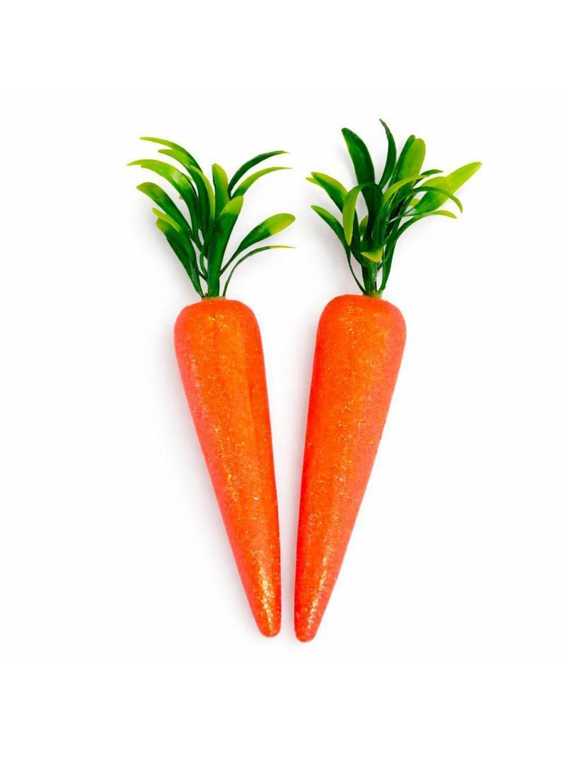 Enfeite Cenoura Cenourinhas Com Gliter Páscoa 20cm Kit 24pçs