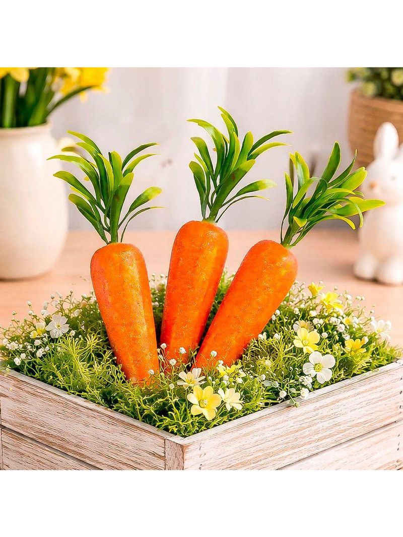 Enfeite Cenoura Cenourinhas Com Gliter Páscoa 20cm Kit 8pçs