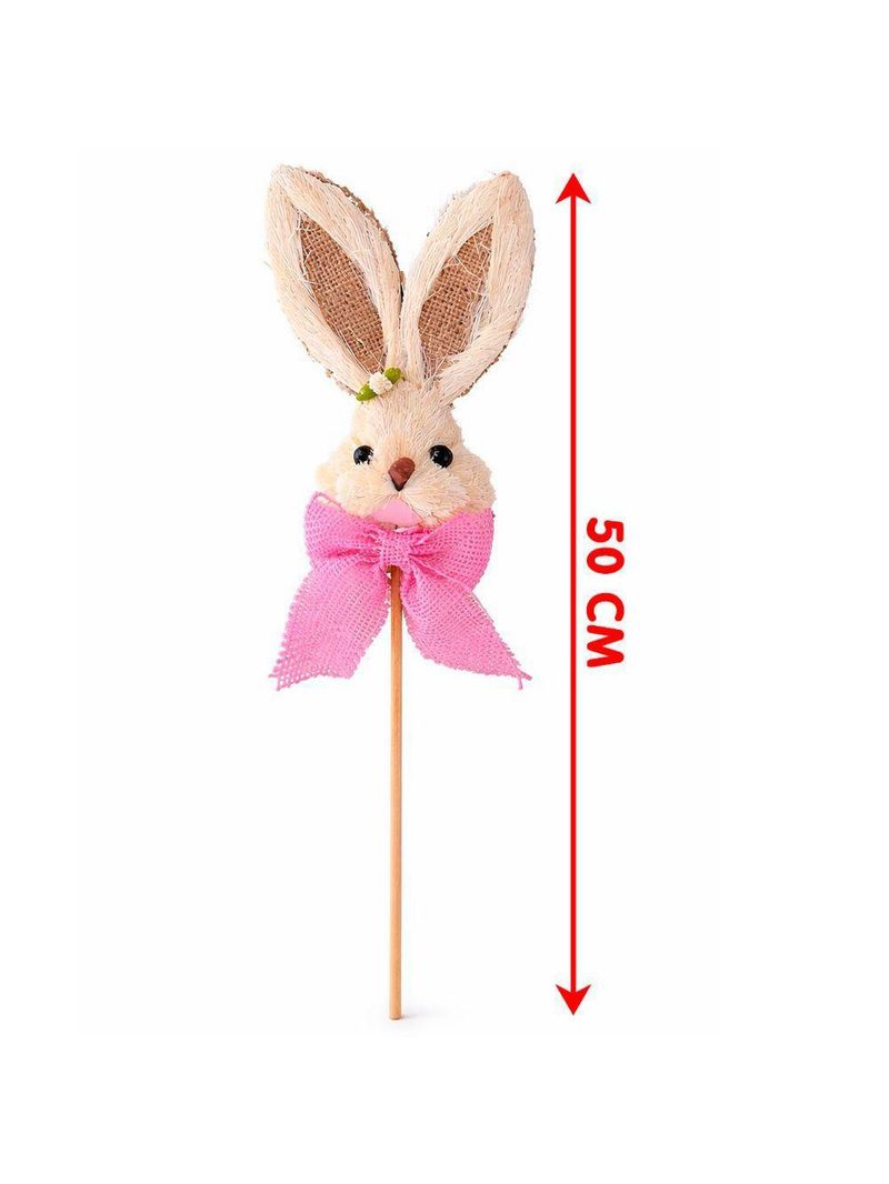 Decoração Pick Palito Cabeça Coelho Laço Enfeite Páscoa 50cm Azul