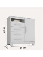 Cômoda Com Sapateira Infantil Tv Quarto 4 Gavetas 1 Porta Branco Branco